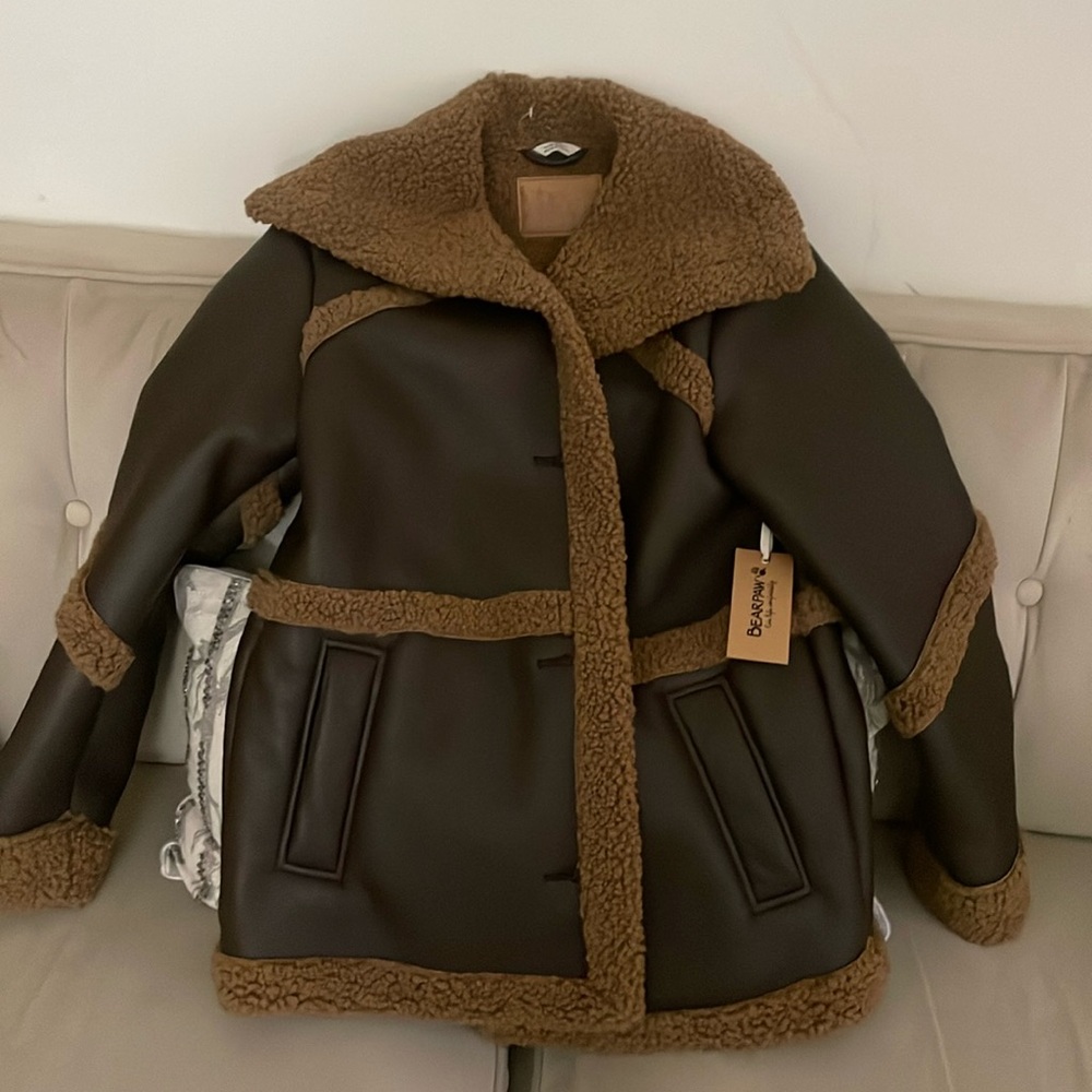 NWOT Bearpaw Sherpa Mixed Media Jacket Coat - Picture 2 of 7